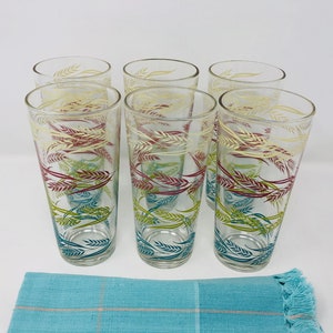 Turquoise Wheat Tall Tumbler Drinking Glasses Set of 6 