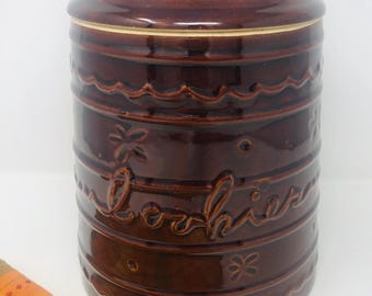 Vintage Marcrest Brown Stoneware Cookie Jar: Daisy and Dot, 1950s Collectible