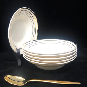 Salem Etude Art Deco Cereal Bowls: 23K Gold Dinnerware, Set of 6