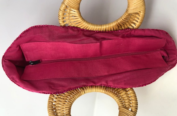 Donna Dixon Straw Tote Bag: Mod Leaf Design, Rasp… - image 10