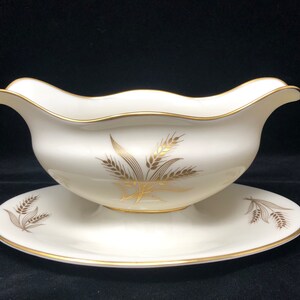 Lenox Harvest Wheat GRAVY BOAT Elegant Dining Gold Wheat Mid Century Lenox Harvest Wheat 40s 50s 60s Fine Dining Lenox Wheat Gravy Boat