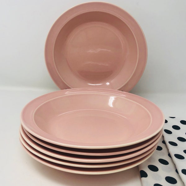 Pink Luray Coupe Bowls Set of 6 Taylor Smith and Taylor 1940s 1950s Pink Luray Dinnerware Pastel Pink Bowls Fifties Pink Pastel Kitchen