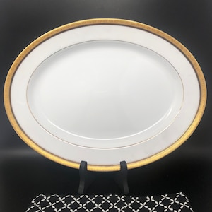 Vintage Noritake Kingswood Oval Serving Platter, Gold Encrusted (13-inch)