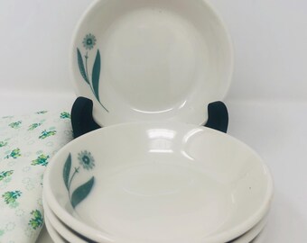 Best China Green Field Homer Laughlin COLE SLAW BOWLS Set of 4 Restaurant Diner Bowls 1960s
