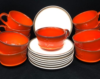 Vintage Metlox Poppytrail Red Rooster: 11 Cups & 8 Saucers