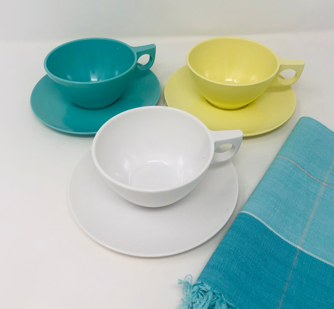 Newport by Westinghouse Melamine Cups Saucers 3 Sets 1950s Etsy