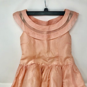 Vintage 1950s Pink Organza Handmade Girl’s Party Dress Size 6 or 7 Handcrafted Pink Organza Fully Lined Party Dress Flower Girl Wedding