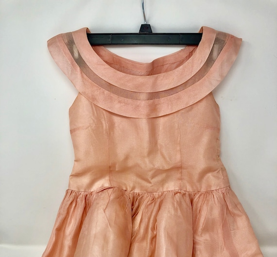Vintage 1950s Pink Organza Handmade Girl’s Party … - image 1
