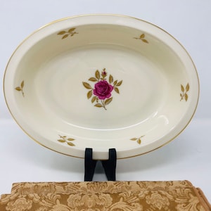 Lenox China Rhodora Oval Vegetable Bowl 1940s 1950s 1960s 1970s Rhodora by Lenox Ivory Gold and Rose Inlay China Lenox 1950s Fine Dining