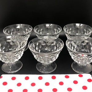 Fostoria American Clear SUNDAE GLASSES Set of 6 Fostoria Crystal Stacked Cube Ice Cream Dish Vintage 1960s Glassware Fostoria Sundae Dish