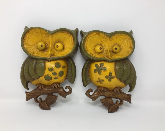 Owl Wall Plaques Set of 2 Cast Metal Sexton USA 1970 Etsy