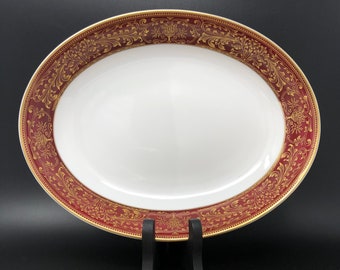 Vintage Harmony House Oval Platter: Red Gold Hanover Fine China