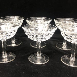 Fostoria American Clear CHAMPAGNE Set of 6 Fostoria Crystal Stacked Cube Tall Sherbet Vintage 1960s Glassware Fostoria Champagne Wedding