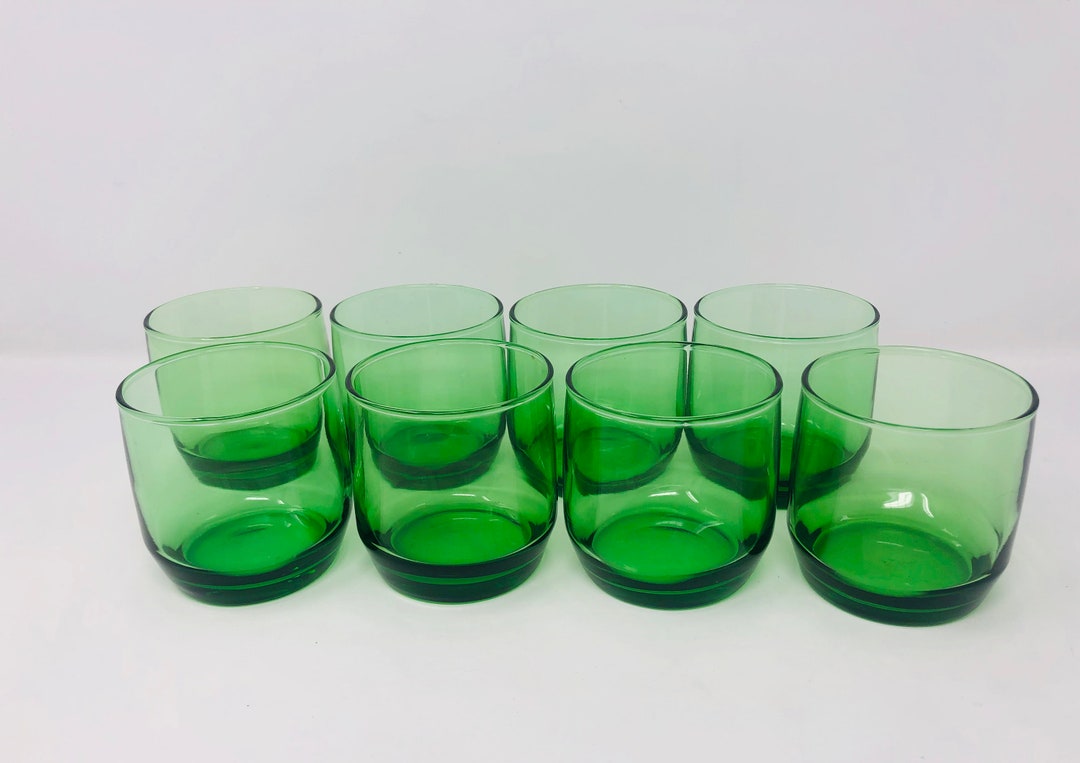 Emerald Green Cocktail Glasses Set of 8 Old Fashioned Glasses Emerald