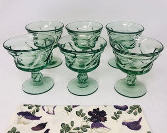 Fostoria Jamestown Green Champagne Tall Sherbet Glasses Set of 6 Green Goblets 1960s Jamestown Green Fostoria 1970 Jamestown Green Champagne