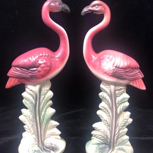 Vintage Pink Flamingo Figurines: Maddux Pottery Style, Set of 2