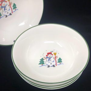 Pfaltzgraff Snow Village Soup Bowls, Set of 4, Christmas Dinnerware