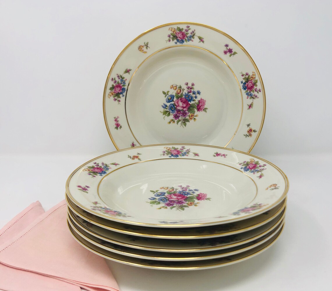 Queens Rose Rim Soup Bowls Set of 6 LIKE NEW Tirschenreuth Etsy