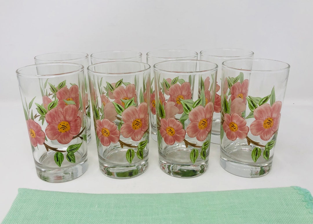 Franciscan Desert Rose JUICE GLASSES Set of 8 Franciscan Desert Rose 6ounce Juice Glassware