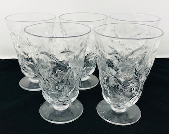 Bryce El Rancho Clear Crinkle Iced Tea Goblets - Set of 5, Vintage 1950s