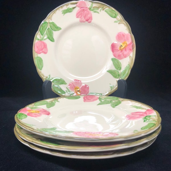 Franciscan Desert Rose BREAD Plates Set of 4 Desert Rose by Franciscan USA Stamp 1940s 1950s 1960s Desert Rose Franciscan Bread Plates