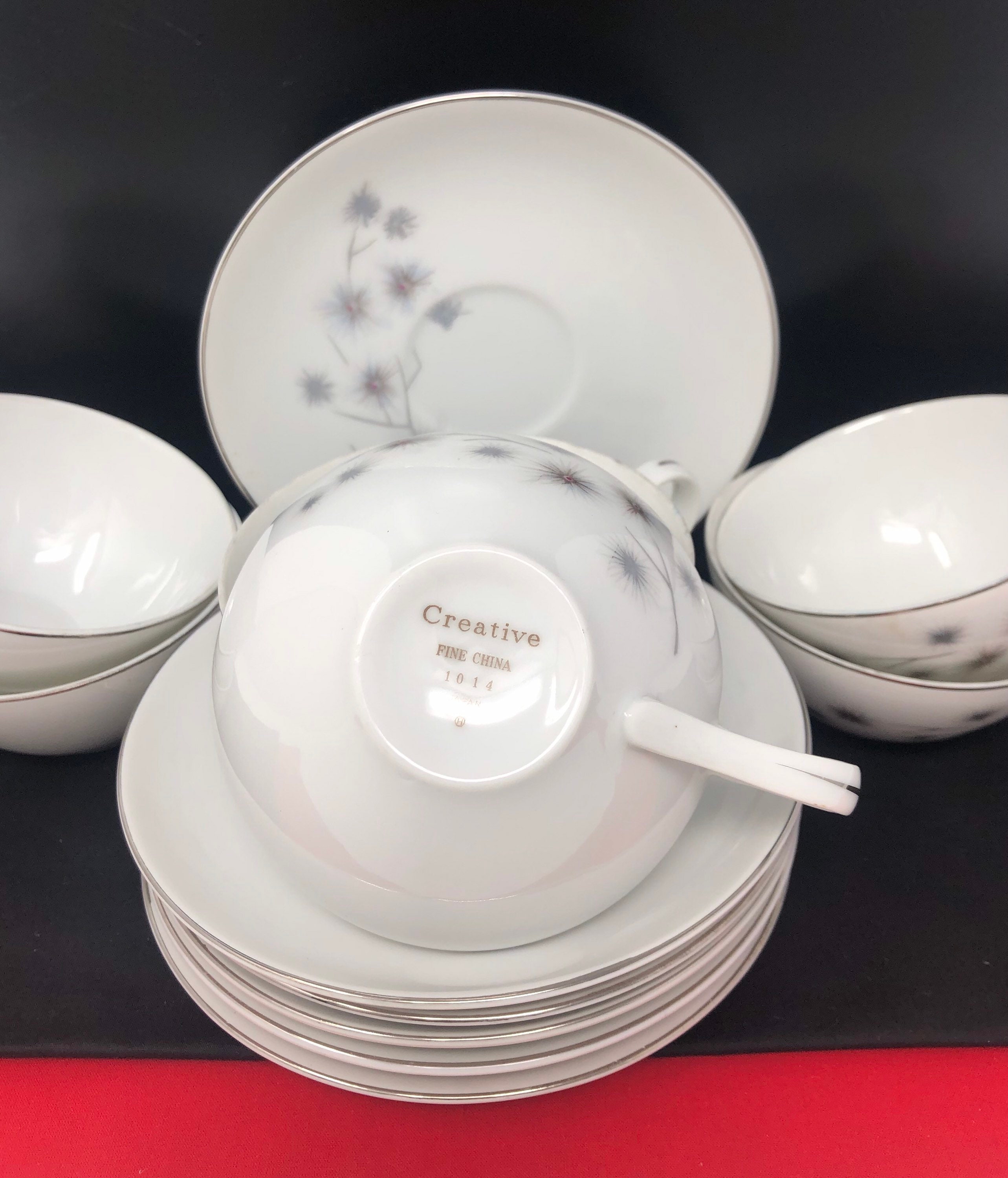 Drinkware Tea Cups & Sets MCM Japan Set of 4 Atomic Dinnerware Vintage