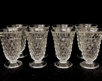 Fostoria American Clear ICED TEA GOBLETS Set of 8 Fostoria Crystal Stacked Cube Goblets Vintage 1960s Sixties Tablescape Fostoria Goblets