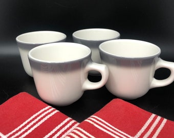 Homer Laughlin Best China Cups Set of 4 Restaurantware Gray and White Vintage 1970 Diner Dishes Railroad China Best China Coffee Cups 1970s