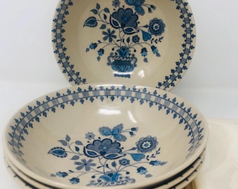 Johnson Bros JAMESTOWN BLUE Coupe Cereal Bowls Set of 4 Staffordshire Made in England Johnson Brothers