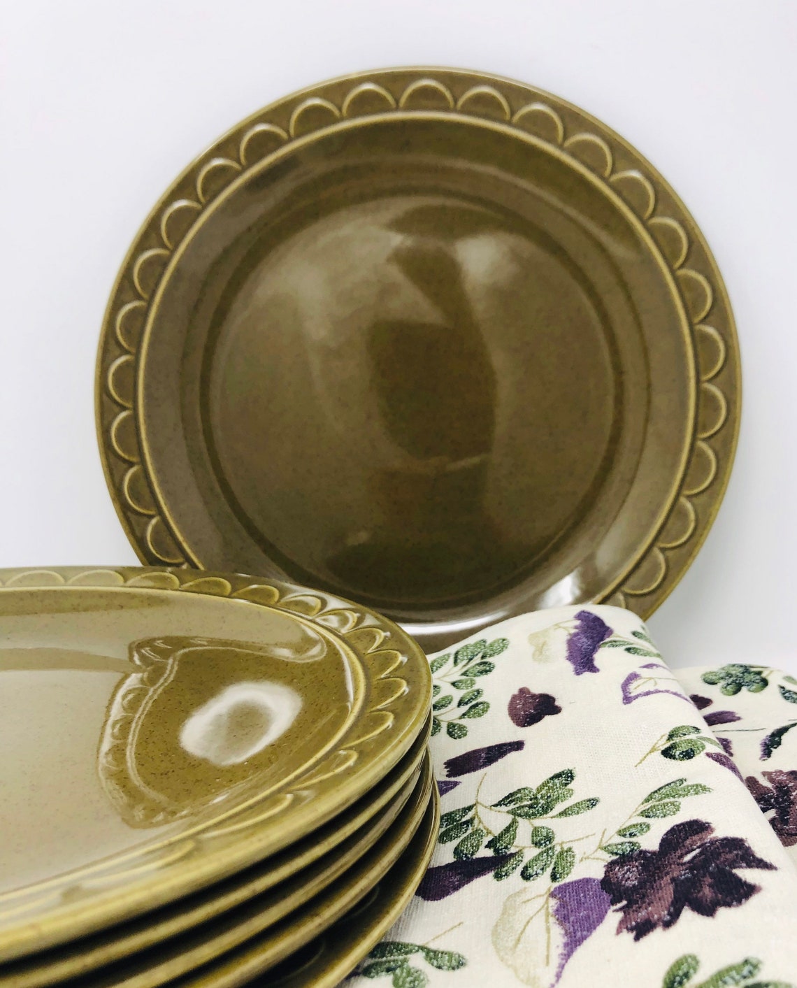 Sheffield Granada Olive Green Dinner Plates Set of 6 1960s Etsy