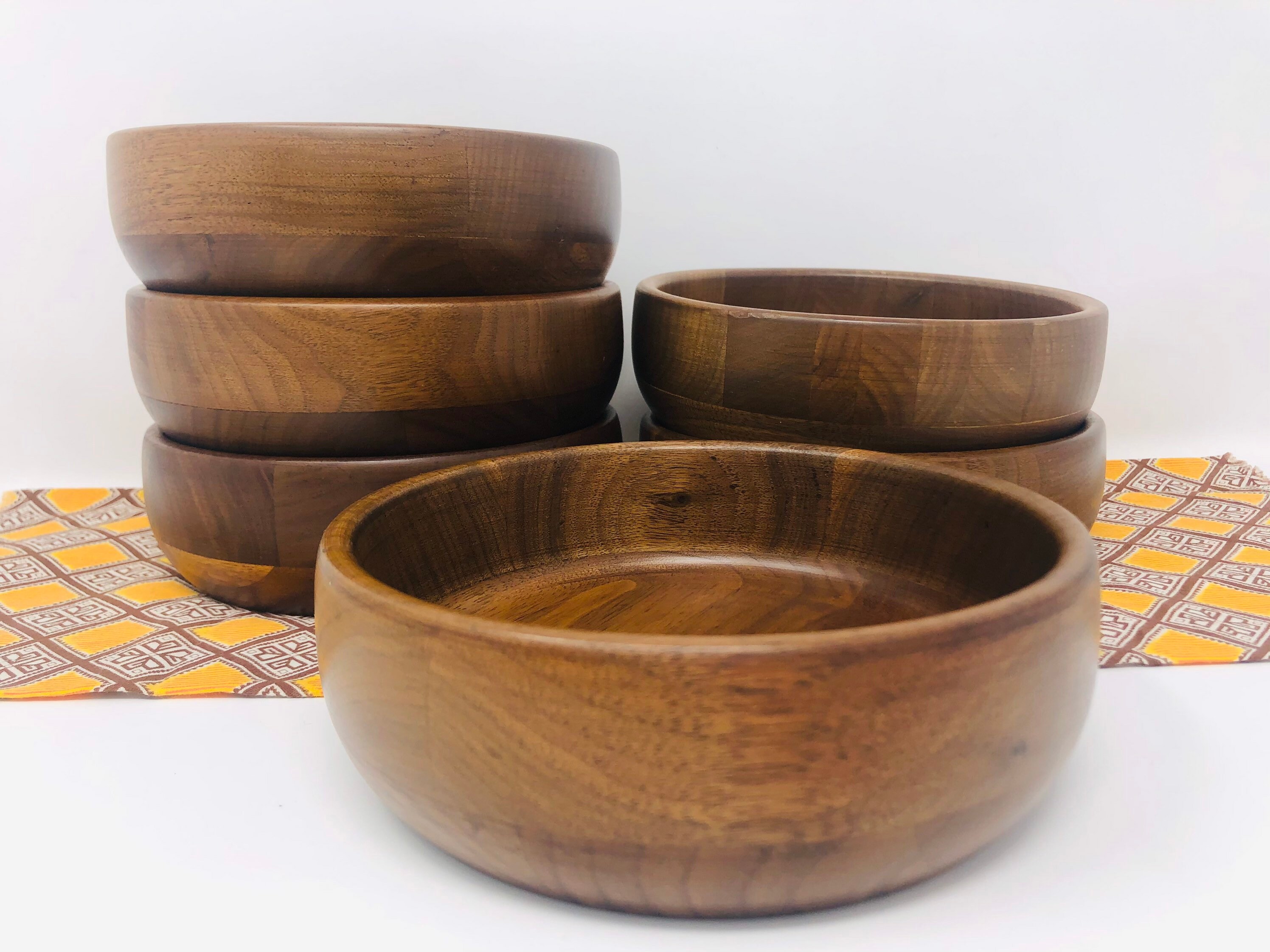 Kustom Kraft Walnut Bowls Vintage Walnut Salad Bowls Set of Etsy