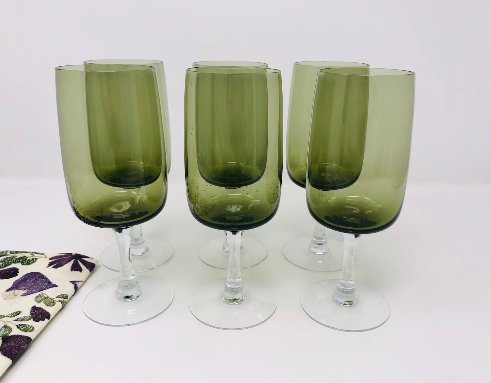 Fostoria Glamour Green Water Goblets Set of 6 Vintage 1960s | Etsy