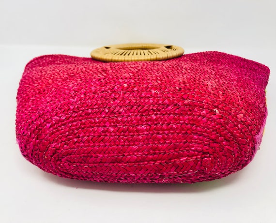 Donna Dixon Straw Tote Bag: Mod Leaf Design, Rasp… - image 7
