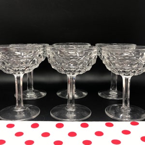 Fostoria American Clear CHAMPAGNE Set of 6 Fostoria Crystal Stacked Cube Tall Sherbet Vintage 1960s Glassware Fostoria Champagne Wedding