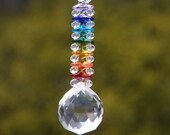 Chakra Crystal Suncatcher Rainbow Maker Hanging Prism, Feng Shui Window Display, Crystal Gift