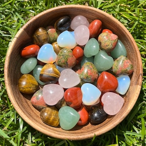 Mini Crystal Love Hearts Small Miniature Pocket Heart Natural Gemstone