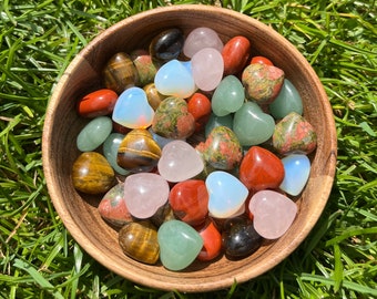 Mini Crystal Love Hearts Small Miniature Pocket Heart Natural Gemstone