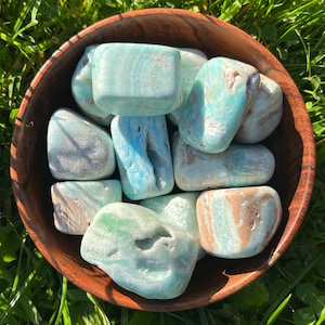 Aragonite Tumbled Crystal Gemstone Pocket Stones Natural Blue Aragonite