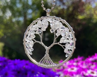 Clear Quartz Tree of Life Car Charm, Spiritual Healing Gift