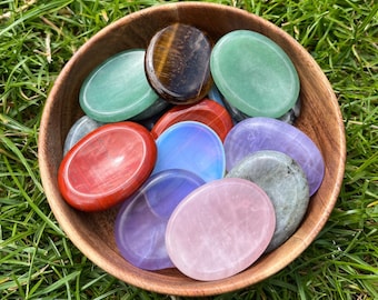 Worry Stone Crystal Pocket Gemstone for Stress, Anxiety, Sleep, Love , Happiness, Support. Labradorite, Amethyst, Tigers Eye and More