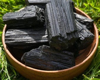 Tourmaline Raw Natural Rough Gemstone Protection Black Crystal Stones