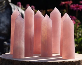 Rose Quartz Towers Points Wand Natural Gemstone Crystal