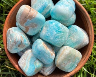 Aragoniet getrommeld kristal edelsteen zakstenen natuurlijk blauw aragoniet