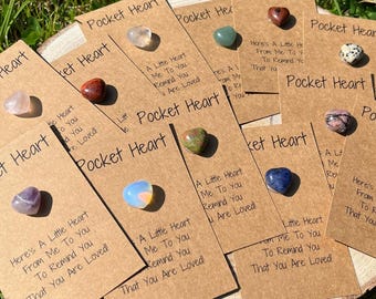 Pocket Crystal Heart Pocket Hug Thinking Of You Miss You Positive Message Gift  Card Mini Love Hearts Small Miniature Natural Gemstone