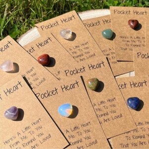 Pocket Heart Mini Crystal Heart, Thinking of You Gift with Positive Message Card