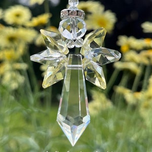 Angel Suncatcher, Rainbow Maker, Prism Window Decoration, Crystal Guardian Angel Protection Comfort Gift Yellow