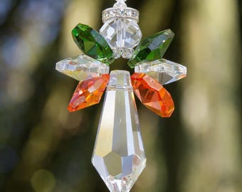 Capteur de soleil ange irlandais, ange gardien de fenêtre suspendu en cristal, fabricant arc-en-ciel fait main en Irlande