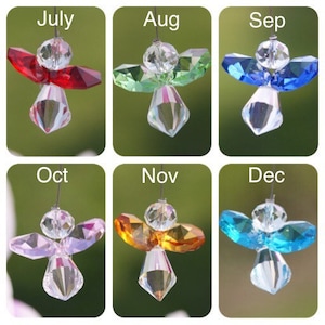Birthstone Guardian Angel Hanging Car Charm Mirror Crystal Suncatcher Window Display Thinking Of You Gift Rear View