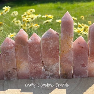 Pink Amethyst Towers Points Wand Natural Gemstone Healing Crystal