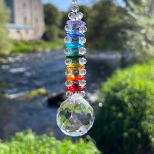 Attrape-soleil en cristal de chakra, décoration de fenêtre prisme arc-en-ciel